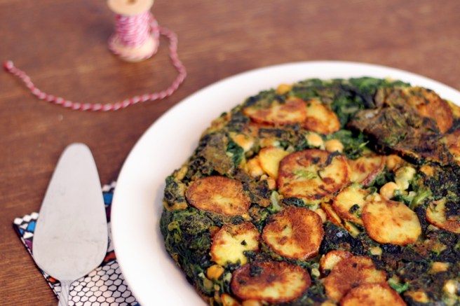 spanische Tortilla vegan Kichererbsen Spinat