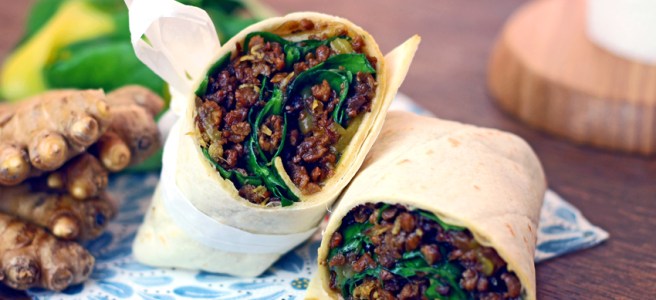 Vegane Wraps mit Mango süß-sauer