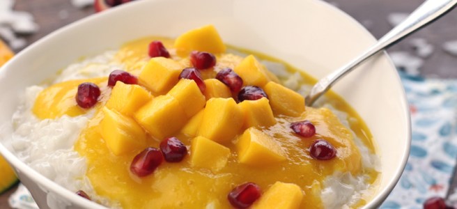 Veganer Kokos-Milchreis mit Mango